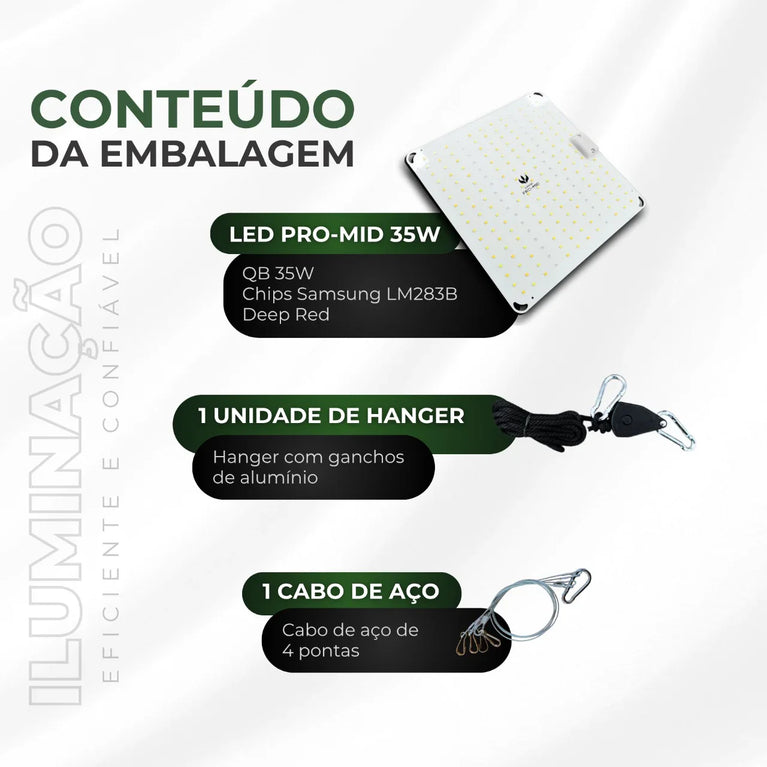 Painel de LED Quantum Board 35W PRO-MID Chips Samsung LM283B - Cultivo Indoor
