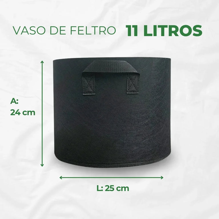 Vaso de Tecido Feltro 11L Redondo para Plantas Grow