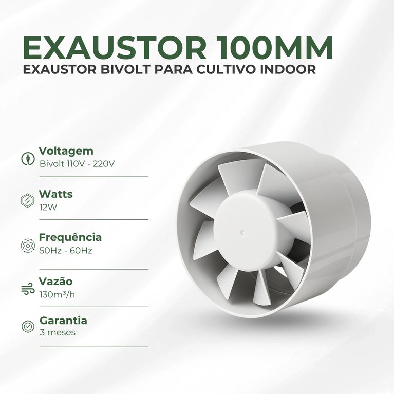 Kit Cultivo Grow Completo Estufa 40x40x120cm + LED Qb 35W Samsung LM283B + Exaustor 100MM Branco + Filtro 100mm 300m³