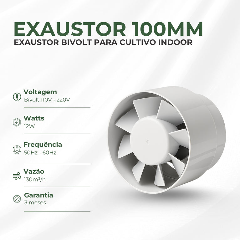 Kit Cultivo Grow Completo Estufa 60x60x160cm + LED Qb 65W Samsung LM283B + Exaustor 100MM Branco + Filtro 100mm 300m³