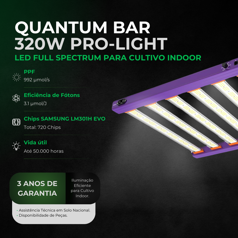 Kit Cultivo Grow Completo Estufa 100x100x200cm + LED Qb 320W Samsung LM301H + Exaustor Turbo 125MM Preto + Filtro 125mm 580m³
