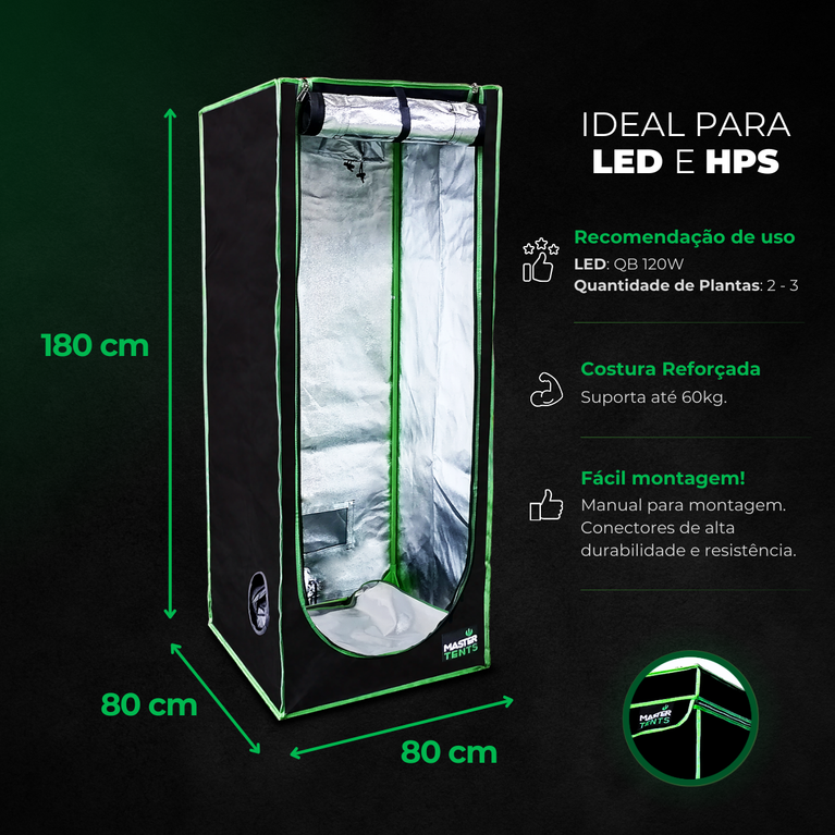 Kit de Cultivo Estufa 80x80x180 + Quantum Barra 120w PRO UV+IR Samsung LM301H EVO