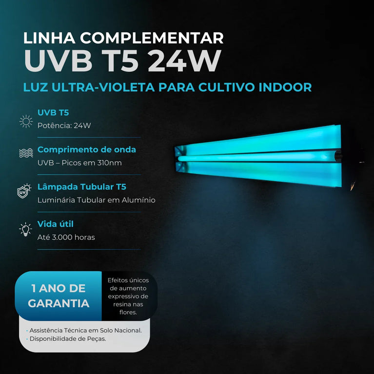 (24W) Luminária Tubular Master Plants em Alumínio UVB T5 24W com Lâmpada Ultravioleta 310nm