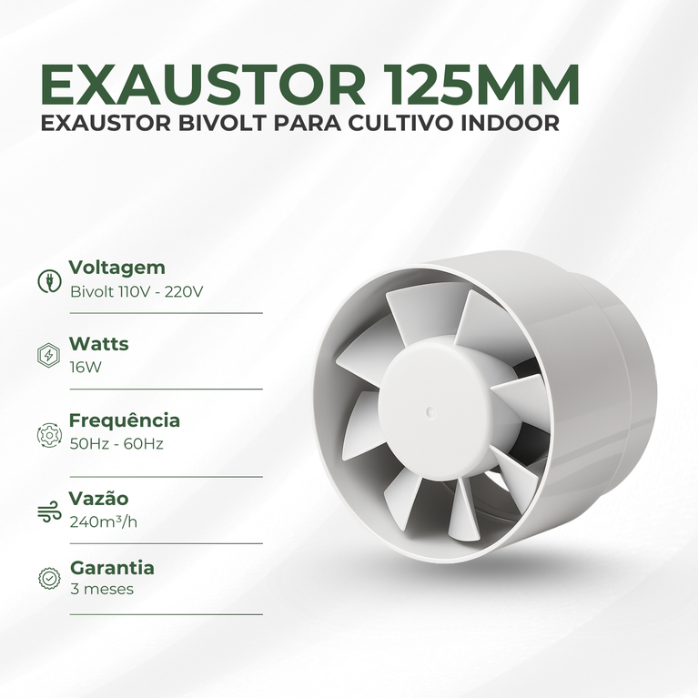 Kit Cultivo Grow Completo Estufa 80x80x180cm + LED Qb 120W Samsung LM301H EVO + Exaustor 125MM Branco + Filtro 125mm 310m³