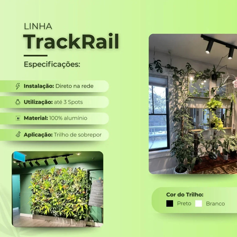 Trilho Eletrificado Sobrepor 1m Alumínio Iluminação Spots