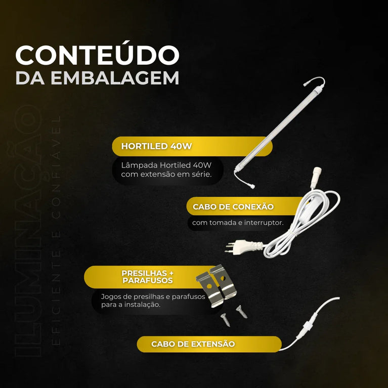 Luminária Led 40W 120cm Master Plants Hortiled Warm White