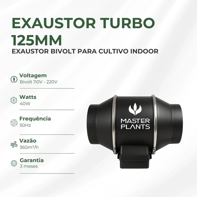 Kit Cultivo Grow Completo Estufa 100x100x200cm + LED Qb 240W PRO-MASTER + Exaustor Turbo 125MM Preto + Filtro 125mm 580m³