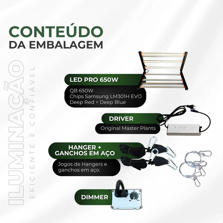 Painel de Led 650W Quantum Bar PRO Chips Samsung LM301H EVO - Cultivo Indoor