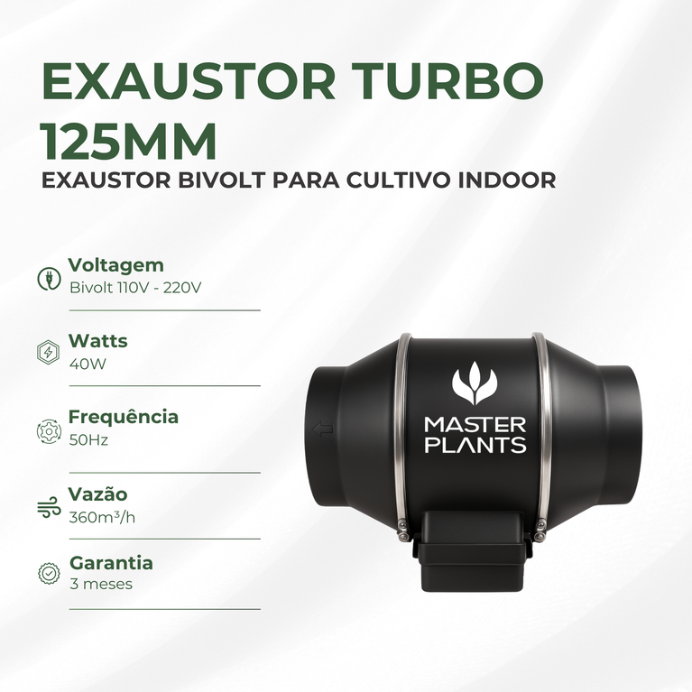 Kit Cultivo Grow Completo Estufa 100x100x200cm + LED Qb 320W Samsung LM283B + Exaustor Turbo 125MM Preto + Filtro 125mm 580m³