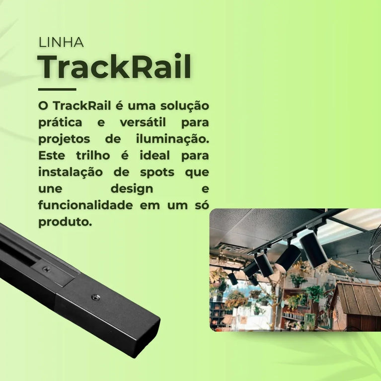 Trilho Eletrificado Sobrepor 1m Alumínio Iluminação Spots
