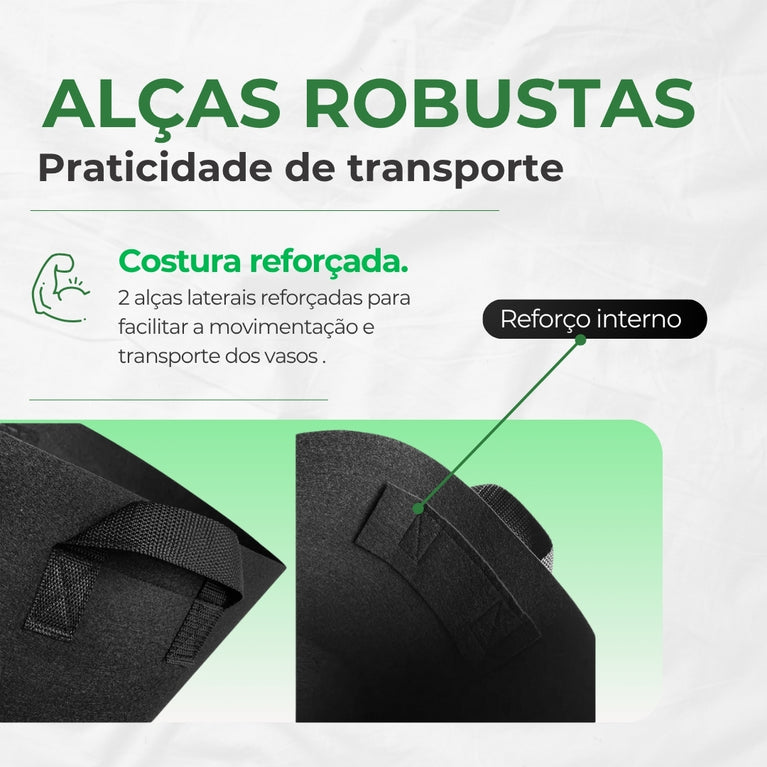 Vaso de Tecido Feltro 11L Redondo para Plantas Grow