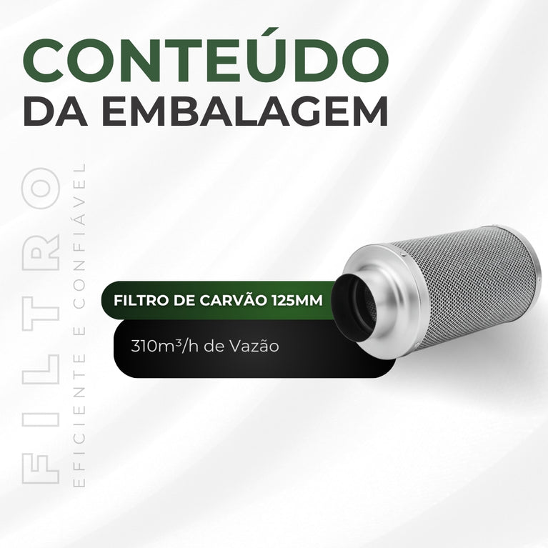 Filtro de Carvão Ativado 125mm 310m3/h Cultivo Indoor Estufa