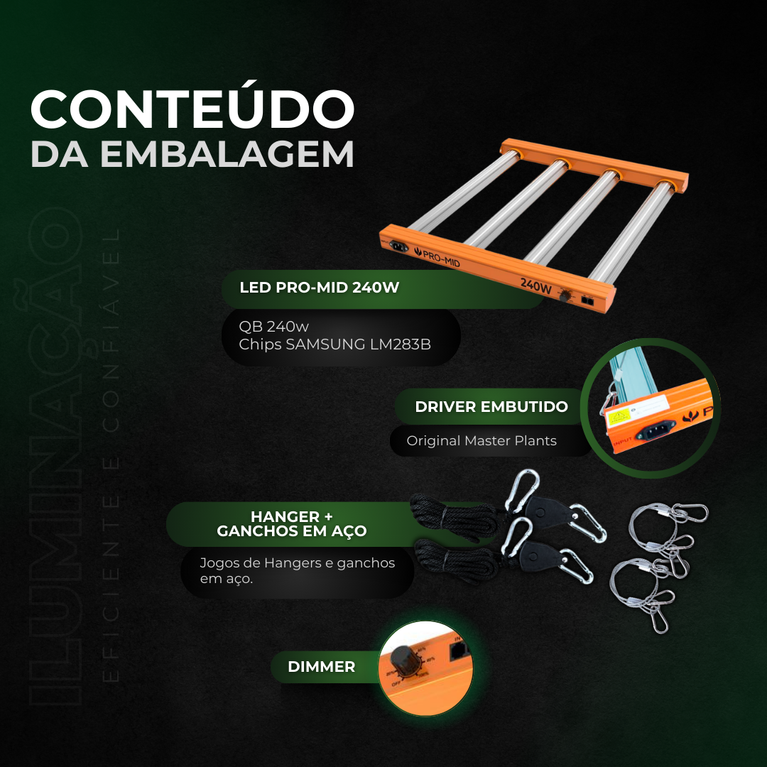 Kit de Cultivo Estufa 100x100x200 + Quantum Board 240W PRO-MID Samsung LM283B