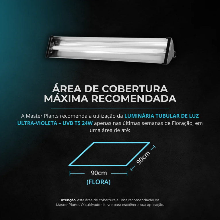 (24W) Luminária Tubular Master Plants em Alumínio UVB T5 24W com Lâmpada Ultravioleta 310nm