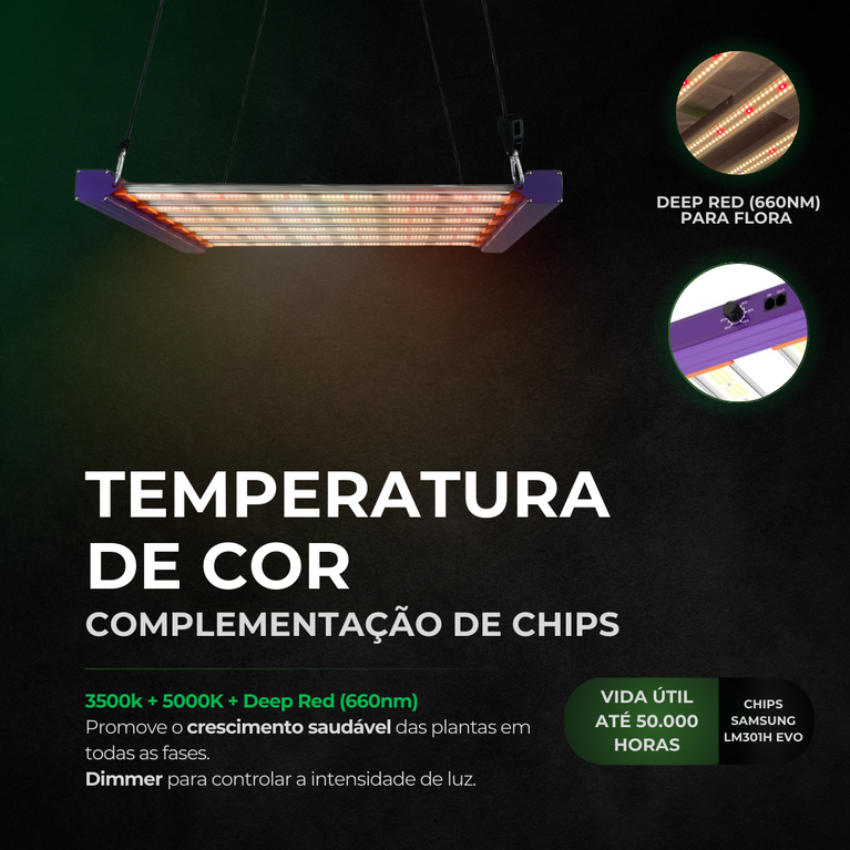 Kit Cultivo Grow Completo Estufa 100x100x200cm + LED Qb 320W Samsung LM301H + Exaustor Turbo 125MM Preto + Filtro 125mm 580m³