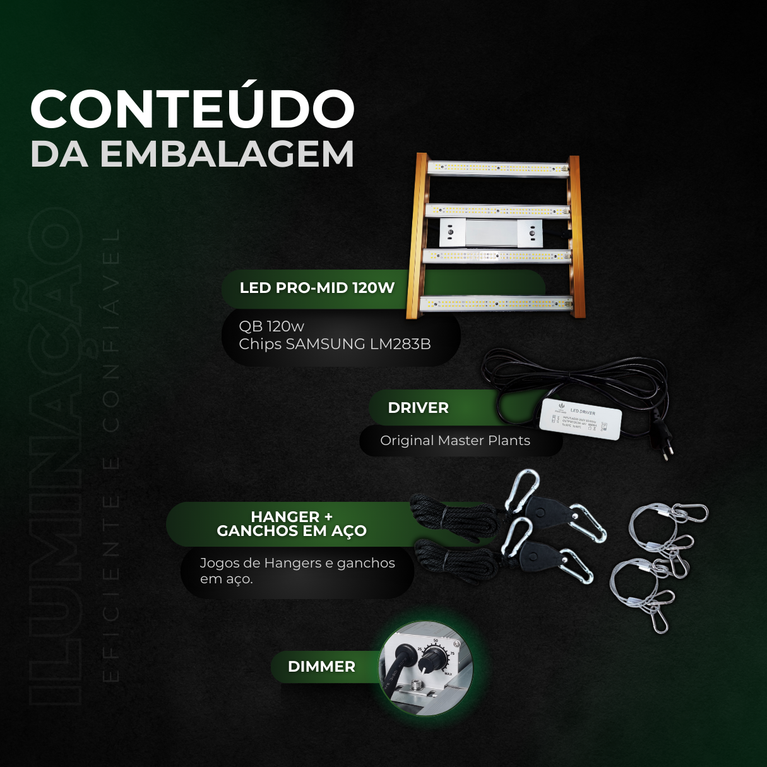 Kit de Cultivo Estufa 80x80x180 + Quantum Barra 120w PRO-MID Samsung LM283B