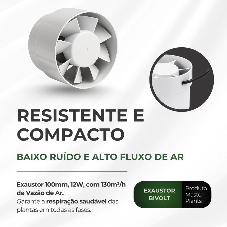 Kit Cultivo Grow Completo Estufa 60x60x160cm + LED Qb 65W Samsung LM283B + Exaustor 100MM Branco + Filtro 100mm 300m³
