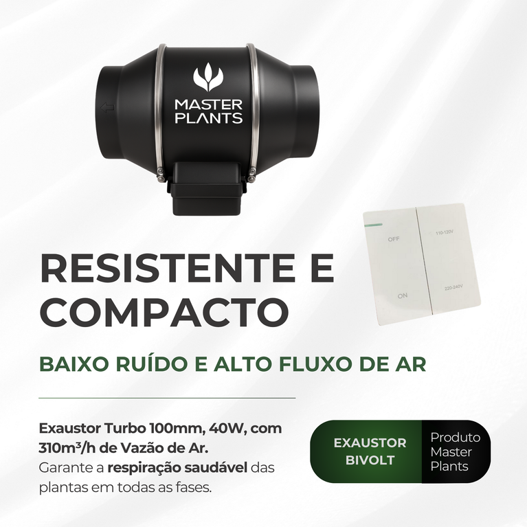 Kit Cultivo Grow Completo Estufa 60x60x160cm + LED Qb 65W Samsung LM281B + Exaustor Turbo 100MM Preto + Filtro 100mm 380m³