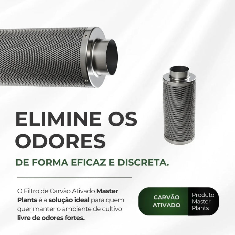 Filtro de Carvão Ativado 150mm 850m3/h Cultivo Indoor Estufa