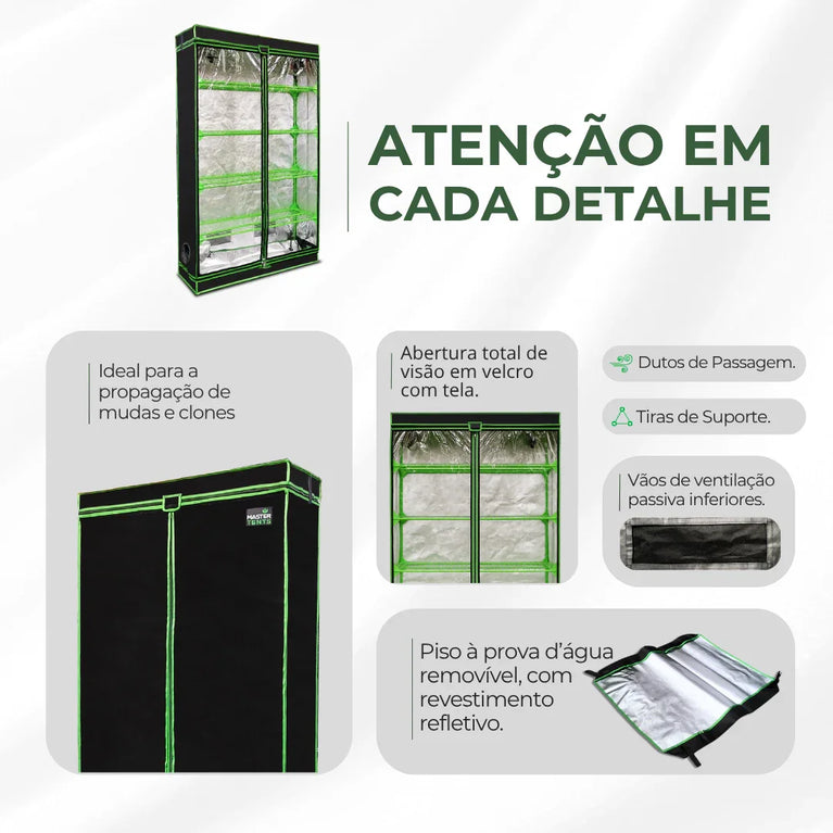 Estufa Propagação 120x40x200cm Indoor Tecido Mylar Refletivo