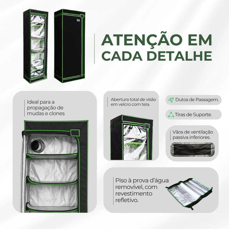 Estufa Propagação 60x40x200cm Indoor Tecido Mylar Refletivo