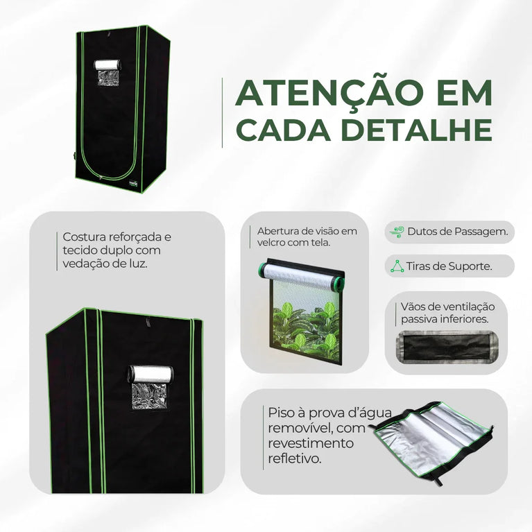 Kit de Cultivo Estufa Tenda 100x100x200 + Quantum Barra Qb 240W Samsung LM283B+
