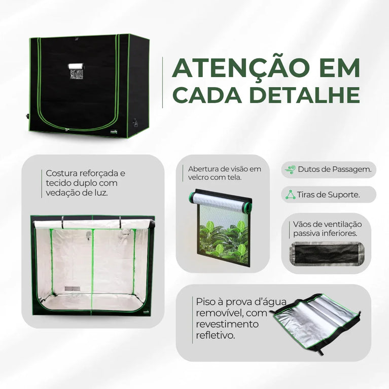 Estufa 240x120x200cm Tenda Grow para Cultivo Indoor Tecido Mylar Refletivo