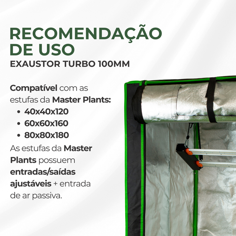 Exaustor Turbo 100mm Cultivo Indoor Grow Bivolt 40w