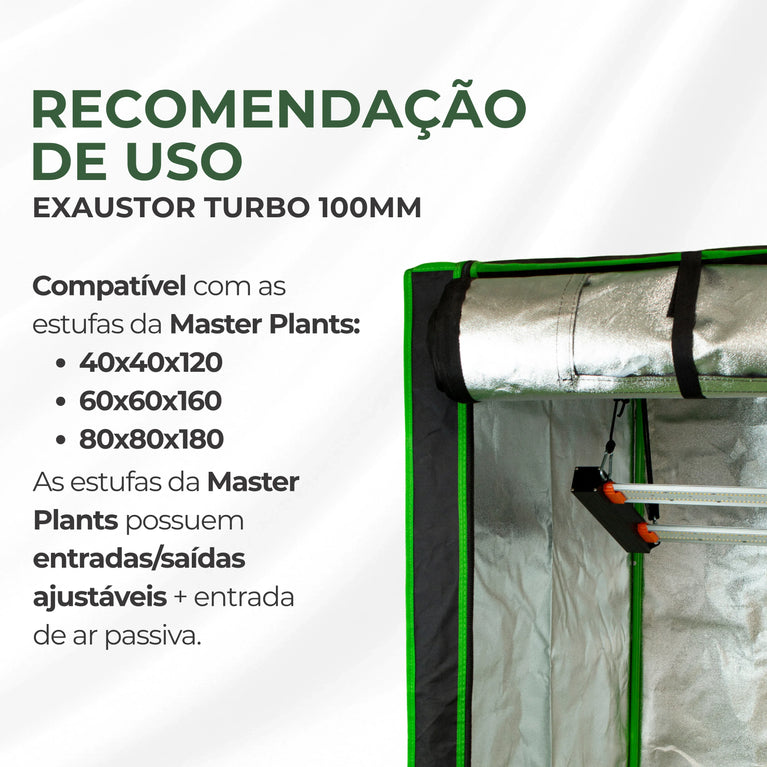 Exaustor Turbo Bivolt 100mm Cultivo Indoor Grow 40w Preto
