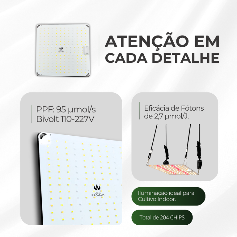 Painel de LED Quantum Board 35W PRO-MID Chips Samsung LM283B - Cultivo Indoor