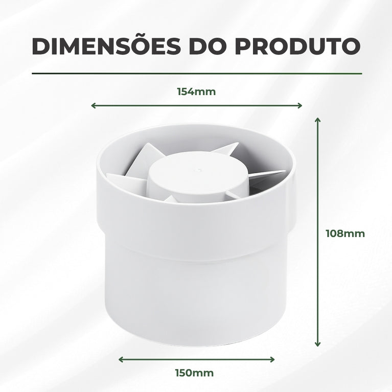 Exaustor Bivolt 150mm Cultivo Indoor Estufa Grow 18w Branco
