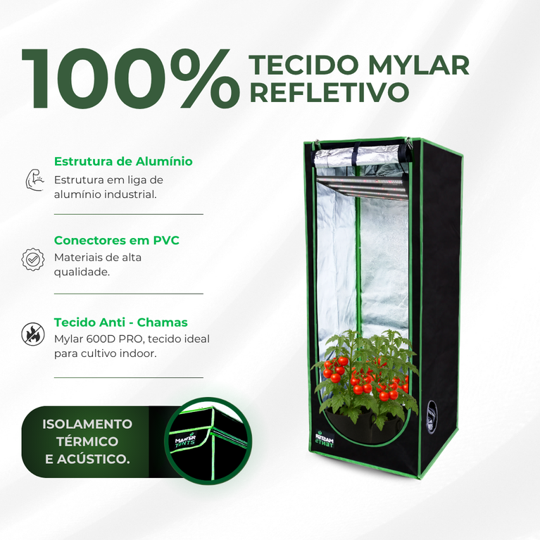 Kit Cultivo Grow Completo Estufa 80x80x180cm + LED Qb 120W Samsung LM301H EVO + Exaustor 125MM Branco + Filtro 125mm 310m³