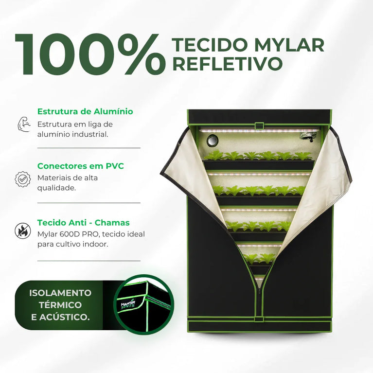 Estufa Propagação 120x40x200cm Indoor Tecido Mylar Refletivo
