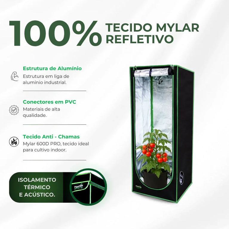 Kit Cultivo Grow Completo Estufa 40x40x120cm + LED Qb 35W Samsung LM283B + Exaustor Turbo 100MM Preto + Filtro 100mm 300m³