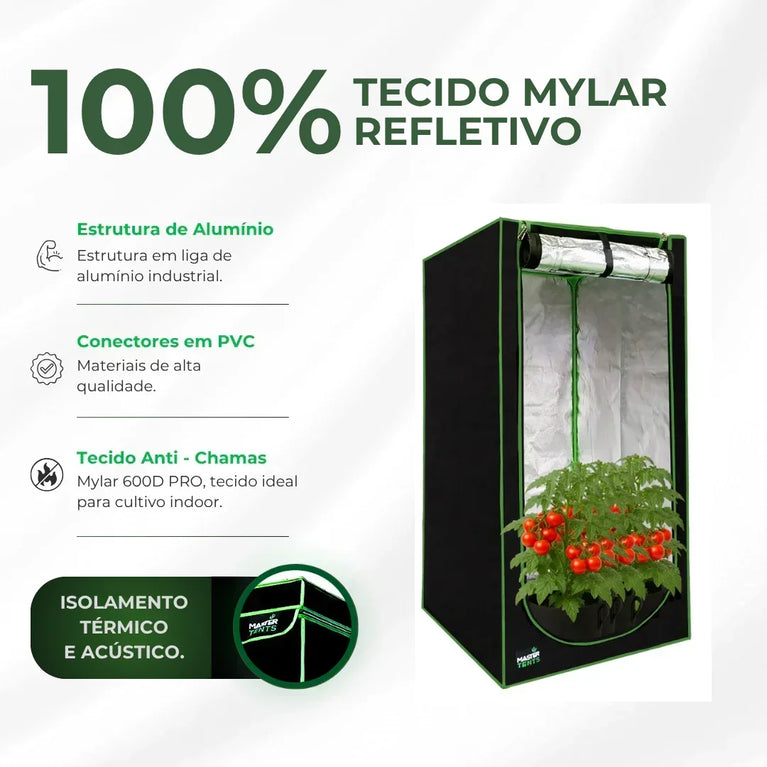 Kit Cultivo Grow Completo Estufa 120x120x200cm + LED Quantum Bar 480W Samsung LM283B + Exaustor Turbo 150MM Preto + Filtro 150mm 850m³