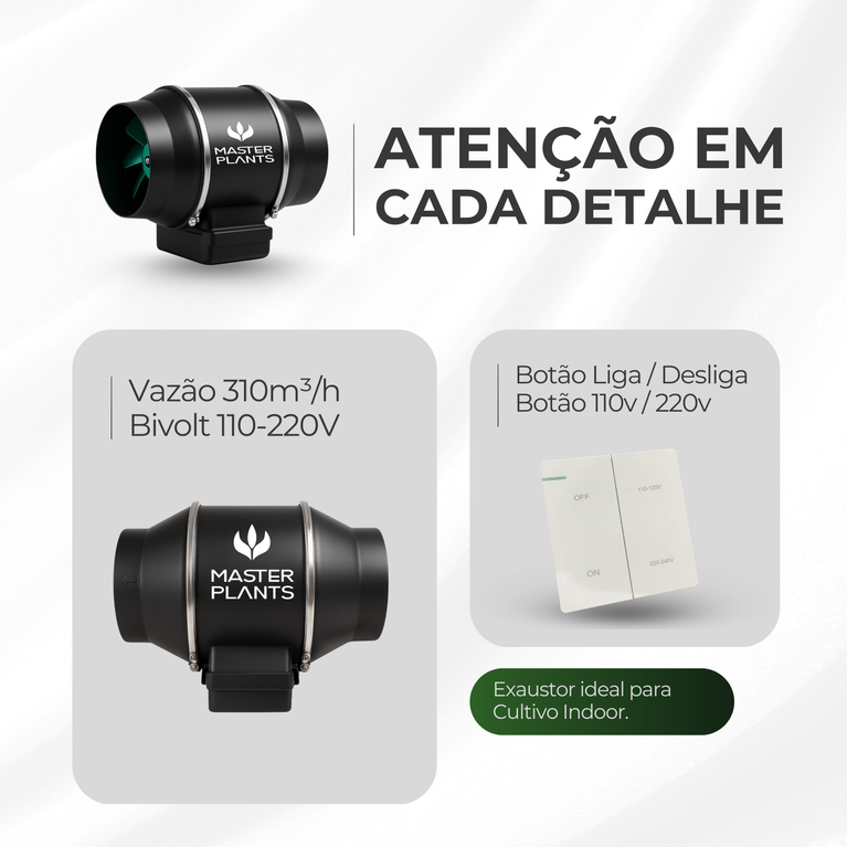 Exaustor Turbo 100mm Cultivo Indoor Grow Bivolt 40w