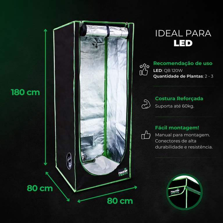 Kit de Cultivo Estufa 80x80x180 + Quantum Barra 120w PRO-MID Samsung LM283B