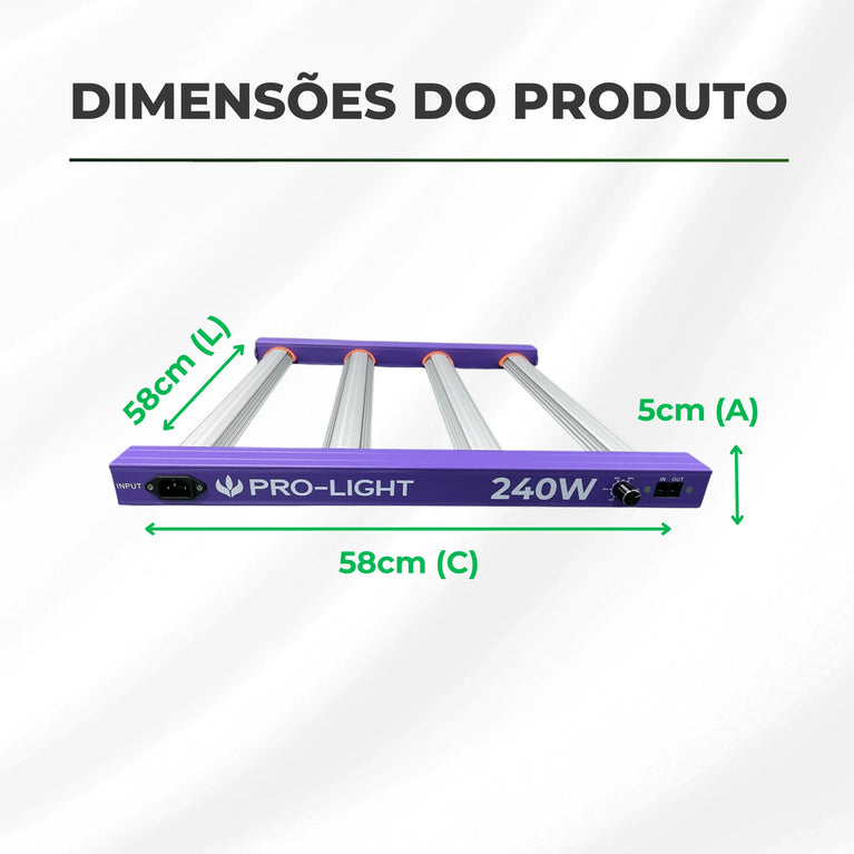 Painel de LED Quantum Barra 240W PRO-LIGHT Chips Samsung LM301H - Cultivo Indoor