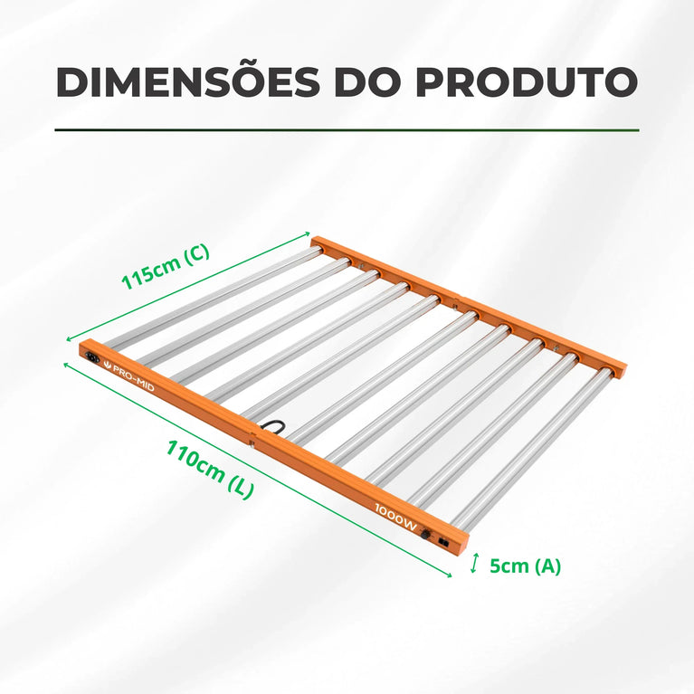 Painel de LED Quantum Barra 1000W com Chips Samsung LM283B - Cultivo Indoor
