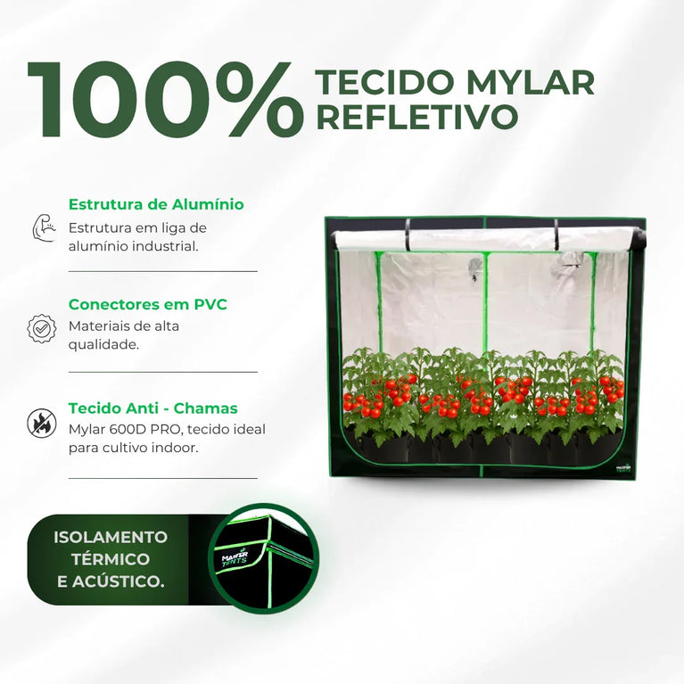 Estufa 240x120x200cm Tenda Grow para Cultivo Indoor Tecido Mylar Refletivo