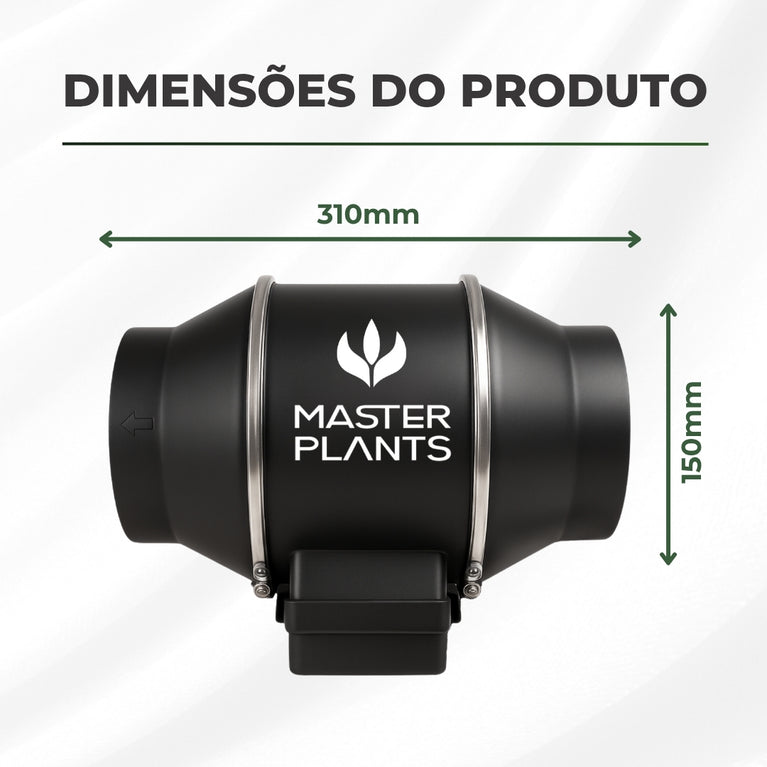 Exaustor Turbo Bivolt 150mm Cultivo Indoor Grow 75w Preto