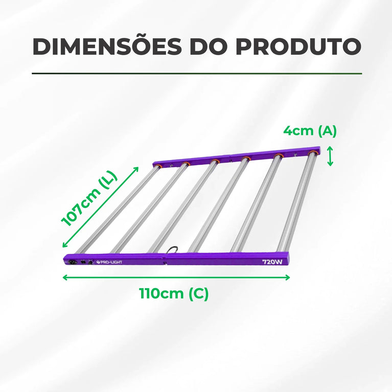 Painel de LED Quantum Barra 720W PRO-LIGHT Chips Samsung LM301H - Cultivo Indoor