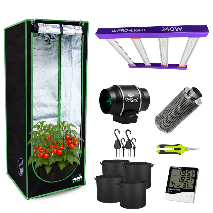 Kit Cultivo Grow Completo Estufa 80x80x180cm + LED Qb 240W Samsung LM301H + Exaustor Turbo 100MM Preto + Filtro 100mm 300m³ + Acessórios