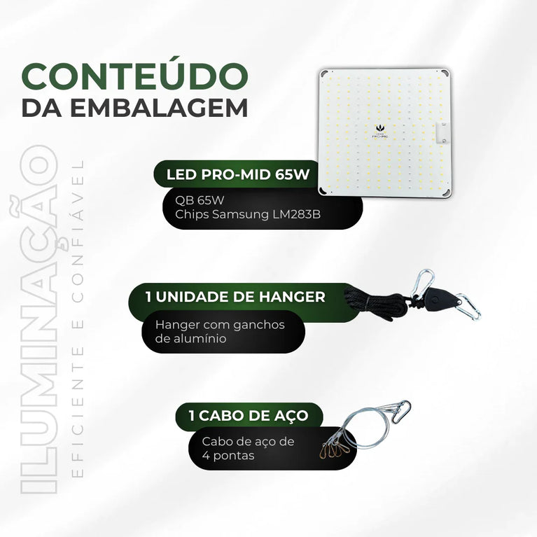 Painel de LED Quantum Board 65W PRO-MID Chips Samsung LM283B - Cultivo Indoor