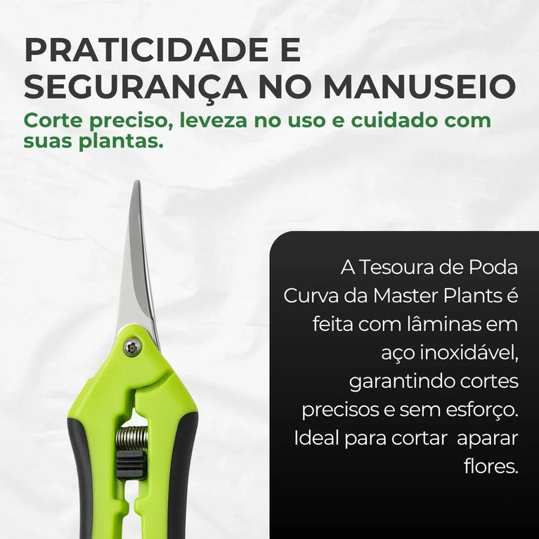 Kit de Tesoura Curva e Reta Profissional Poda Jardim Trimming - Cultivo Indoor Grow