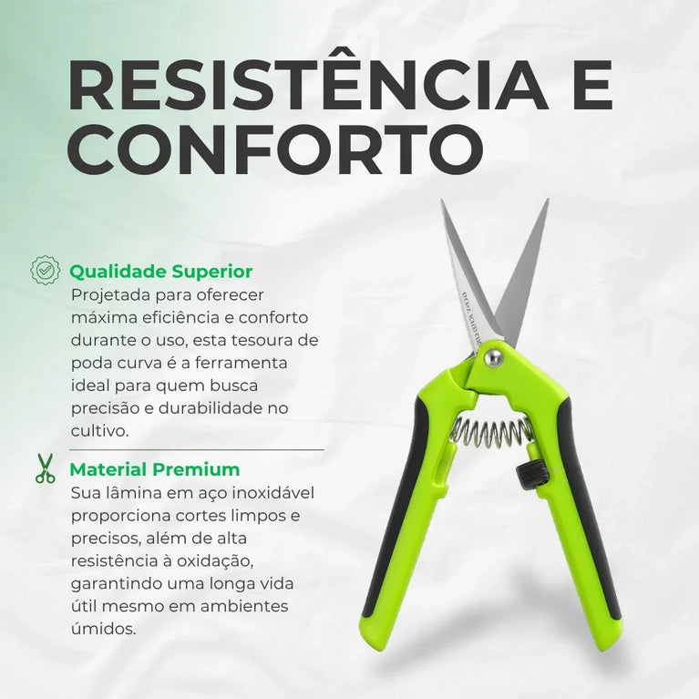 Kit de Tesoura Curva e Reta Profissional Poda Jardim Trimming - Cultivo Indoor Grow