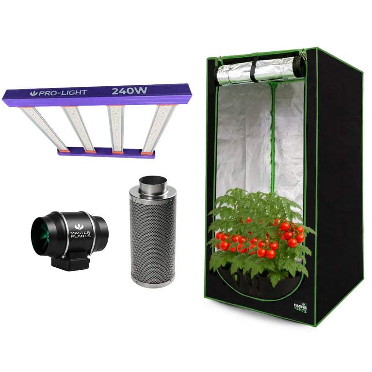 Kit Cultivo Grow Completo Estufa 100x100x200cm + LED Qb 240W Samsung LM301H + Exaustor Turbo 125MM Preto + Filtro 125mm 580m³