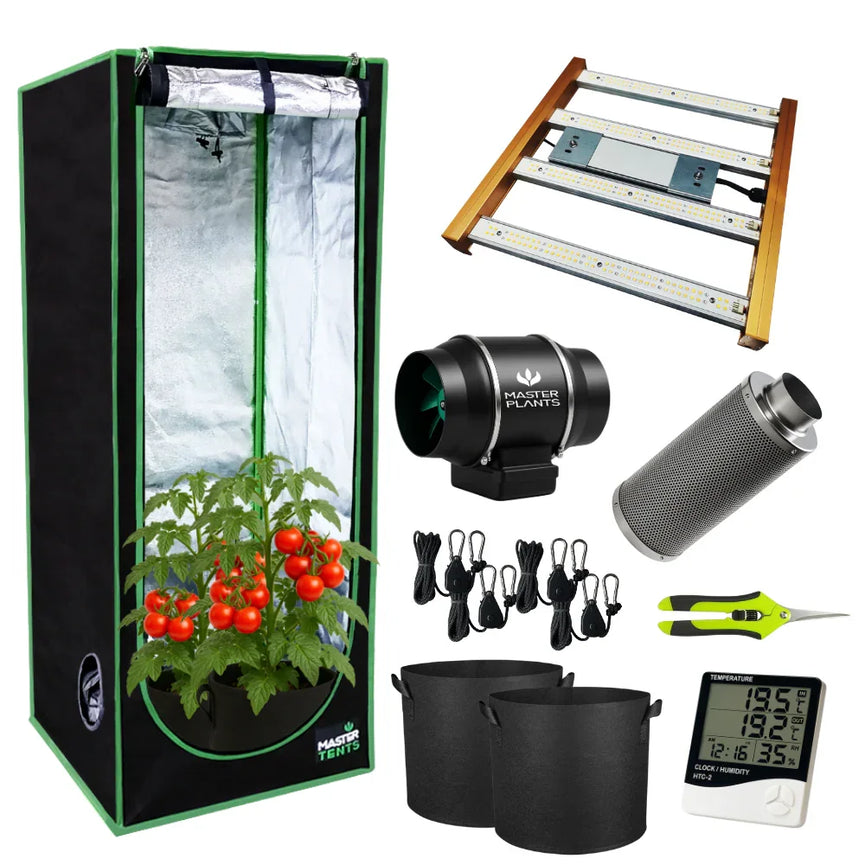 Kit Cultivo Grow Completo Estufa 60x60x160cm + LED Qb 120W Samsung LM283B + Exaustor Turbo 100MM Preto + Filtro 100mm 300m³ + Acessórios