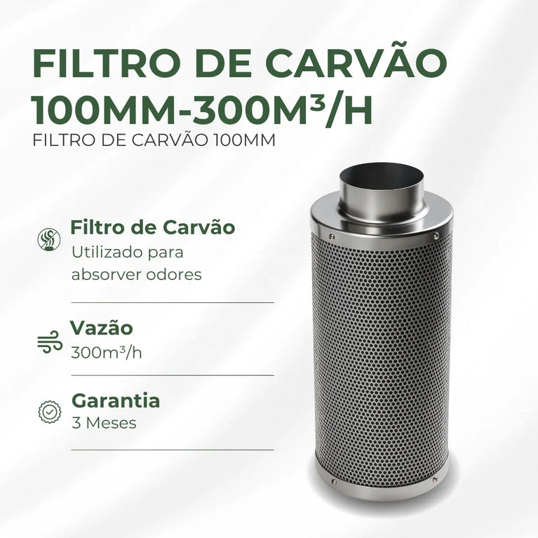 Kit Cultivo Grow Completo Estufa 60x60x160cm + LED Qb 120W Samsung LM283B + Exaustor Turbo 100MM Preto + Filtro 100mm 300m³ + Acessórios