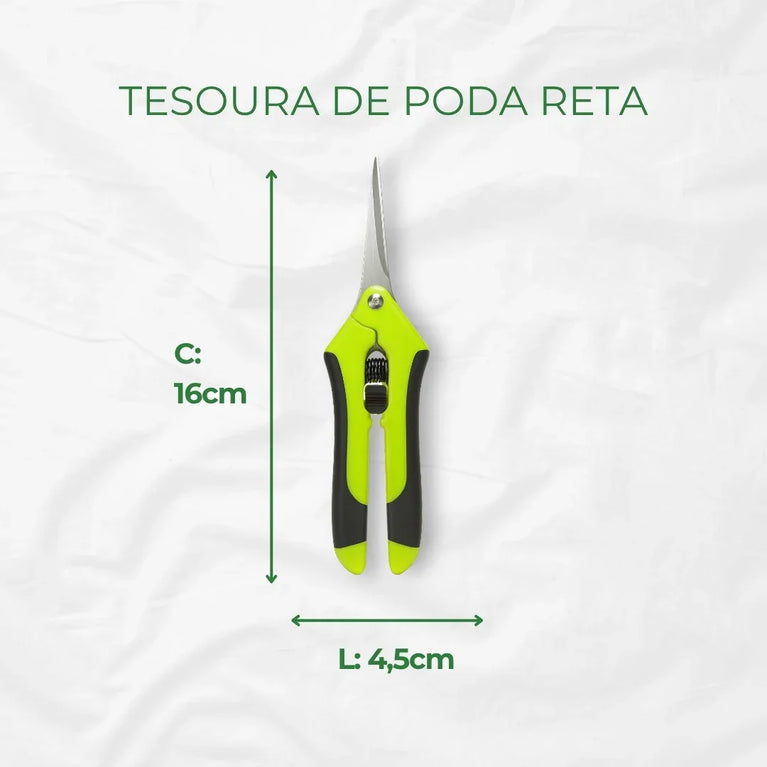 Kit de Tesoura Curva e Reta Profissional Poda Jardim Trimming - Cultivo Indoor Grow